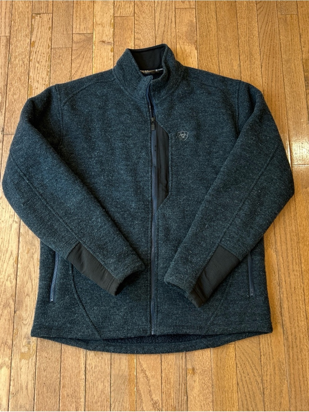 Ariat Bowdrie Bonded Full Zip Jacket Men’s Size Medium Navy Blue Wool Blend
